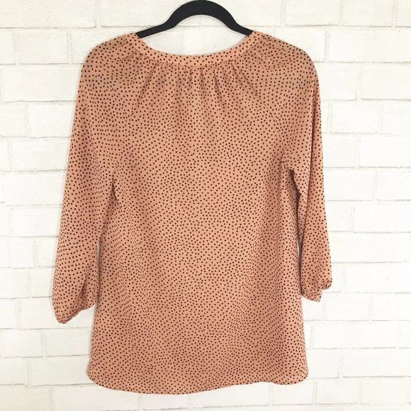 Modcloth Peach & Black Polka Dot Lightweight Blouse Women's Size Small - Picture 4 of 8